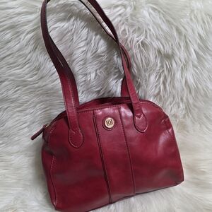Liz Claiborme Classic Red Leather Shoulder Bag
